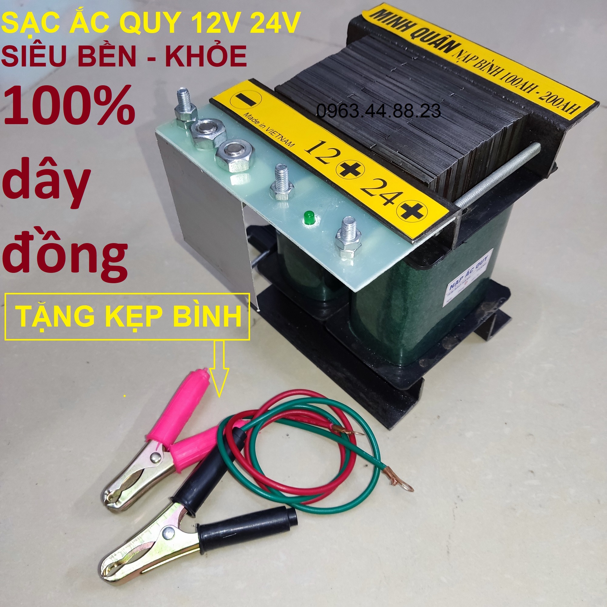 Máy nạp ắc quy ôtô 100A - 200A dây đồng nhập khẩu hàn quốc