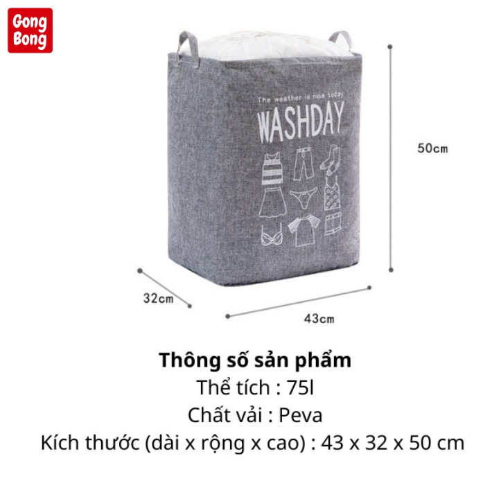 Túi vải đựng quần áo chăn màn gấu bông đồ chơi cotton lanh bạt túi đựng đồ đa năng cỡ lớn 75l