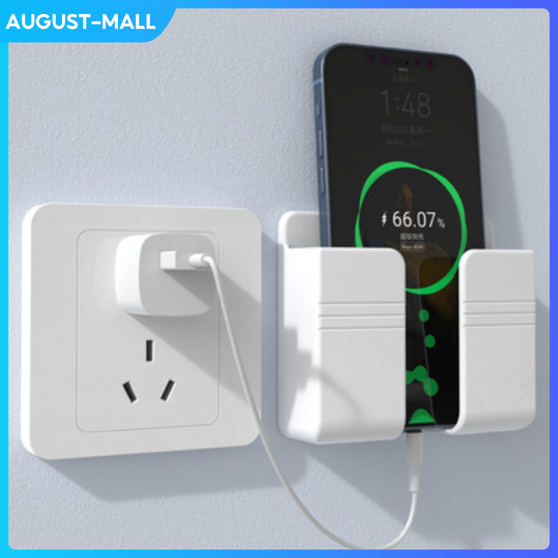 Wall-mounted mobile phone charging box bracket pasted with remote control base, hole free wall storage rack base