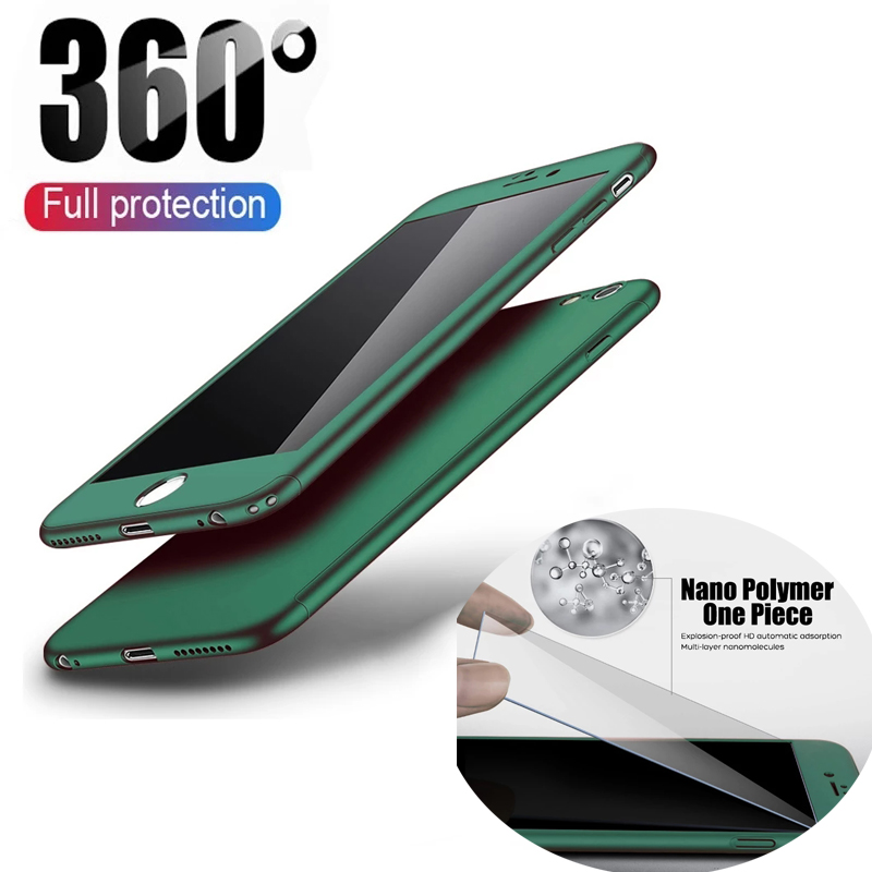 360 Full Body Phone Cases for iPhone 13 pro max 13 Mini 12 pro Max 11 Pro Max XR XS X Protective Case for iPhone SE 2020 8 7 6 6S Plus 5 5S Cover with Glass