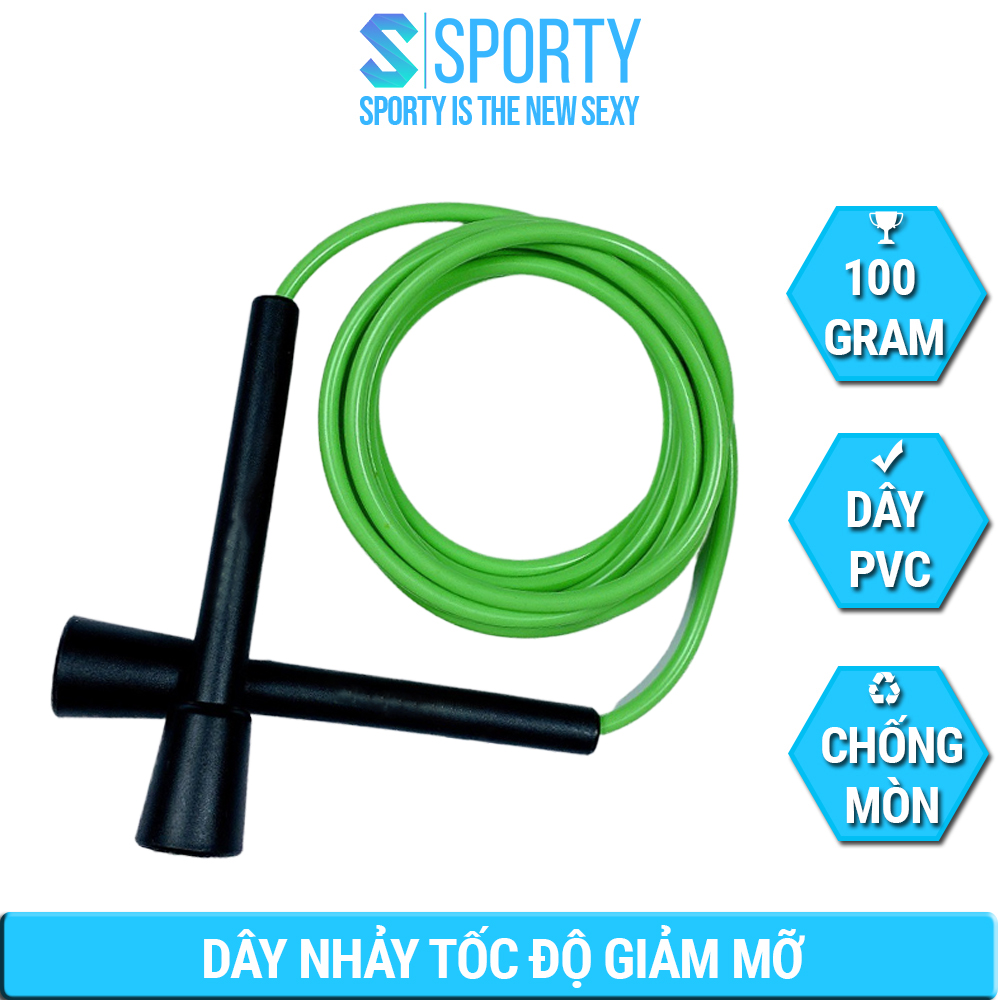 Dây nhảy tốc độ SPORTY TS91, dây nhảy thể lực dây nhảy dây chất liệu PVC chống mòn hỗ trợ giảm mỡ, giảm cân tập thể lực, boxing