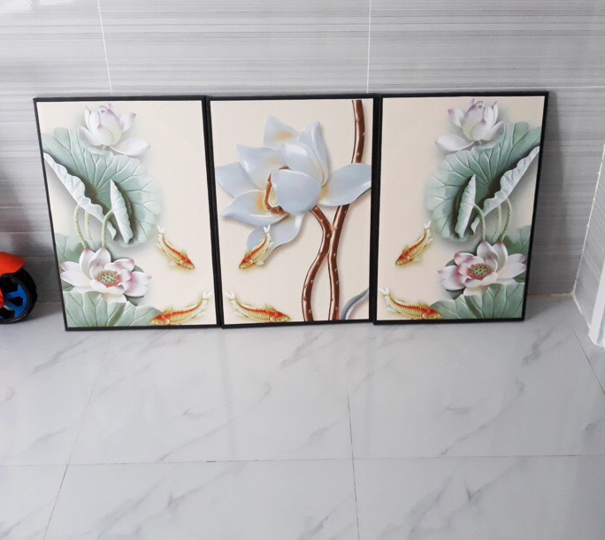 Tranh treo tường hoa sen bộ 3 bức
