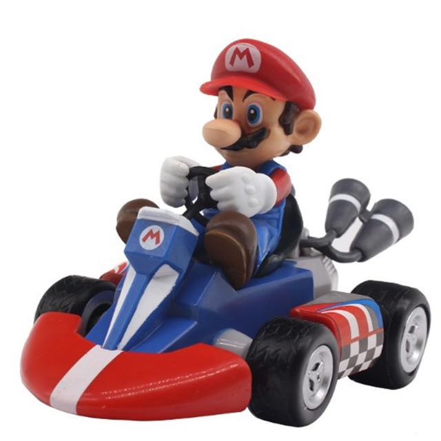 Super Mario Bros Figures 13 cm Kart Pull Back Car Pvc