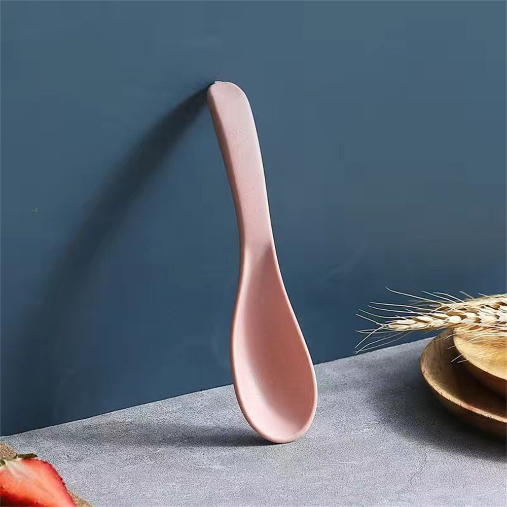 Luckuykicten Wheat Straw Soup Spoon Kitchen Utensils Thickened Soup Spoon Household Long-handled Soup Spoon Can Be Wall-mounted Durable Thickened Hot Pot Spoon