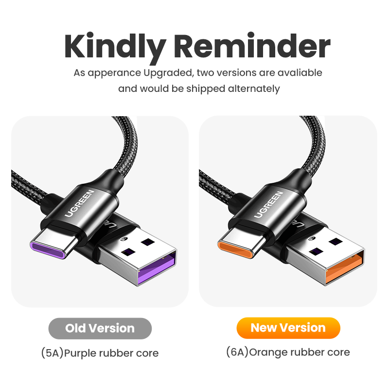 Cáp USB UGREEN 6A 5A 100W Cho Xiaomi Huawei 50 P40 30 Pro Siêu Sạc USB Type C Cáp Sạc Nhanh Cho Huawei Mate 50 Pro