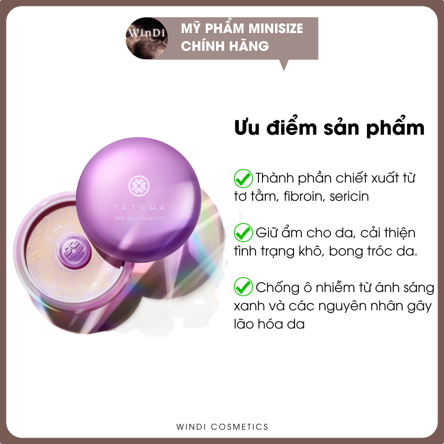 Sample Phấn Phủ Tatcha The Silk Powder Protective Setting 0,3g