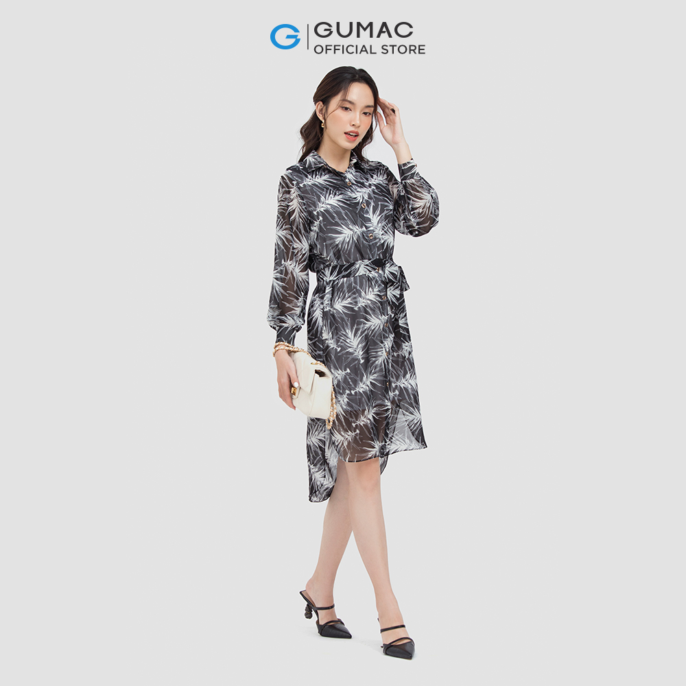 [15 - 17.5 | TẶNG QUÀ đơn từ 499K] Đầm sơ mi GUMAC DC06048 buộc eo