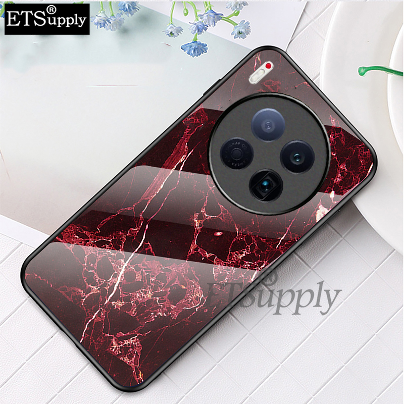 For Phone case Tecno Camon 40 Premier 40 Pro Fashion Marble Tempered Glass Protector Soft Frame Silicon Back cover Tecno 40Premier 40Pro.