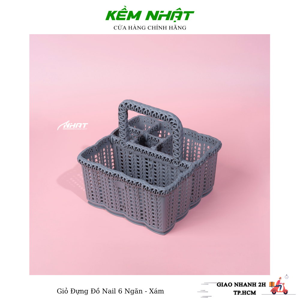 Giỏ đựng đồ nail 6 ngăn - giỏ đựng mỹ phẩm tiện lợi