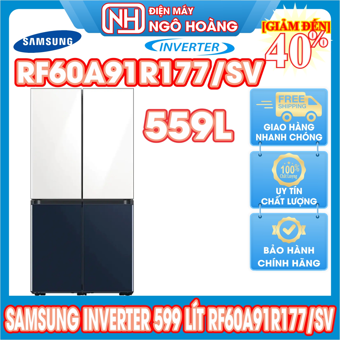 Tủ Lạnh Samsung Inverter 599 lít RF60A91R177/SV