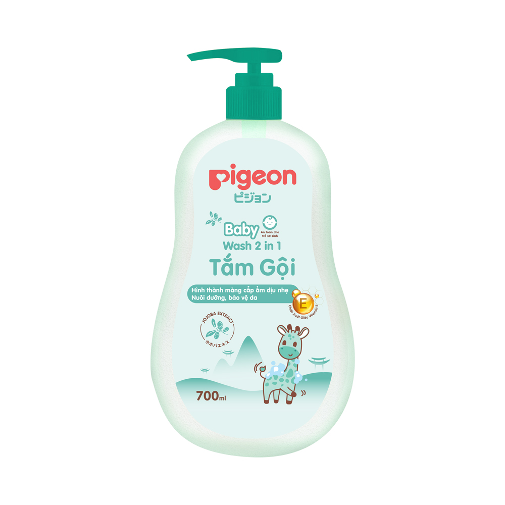 Sữa tắm gội Pigeon Jojoba 700ml dịu nhẹ Baby Wash 2 in 1 - sua tam dau goi cho be Pigeon