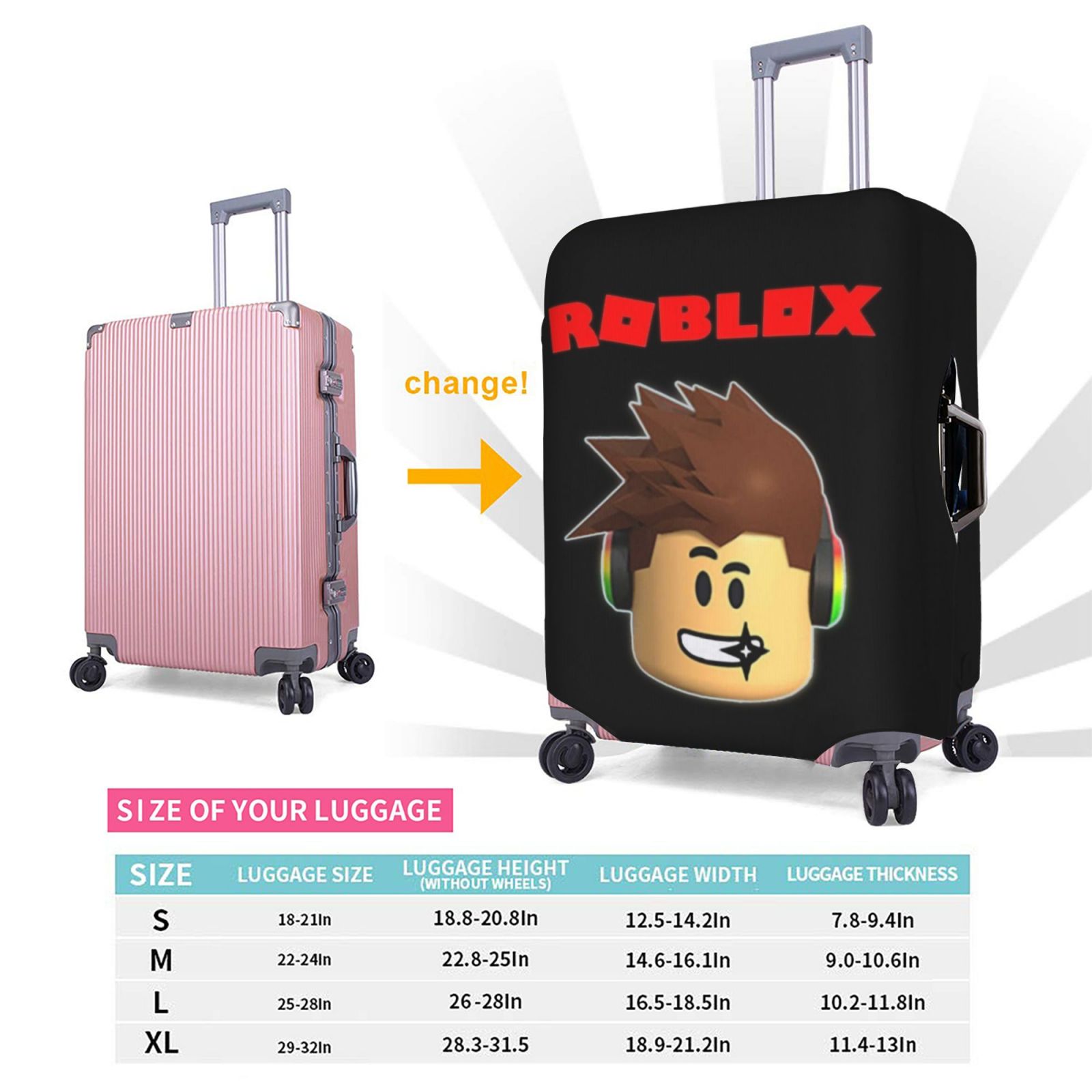 Hot ROBLOX 3D Digital Stretch Fabric Luggage Protective Cover Suit 18-32  Inch Trolley Suitcase Case
