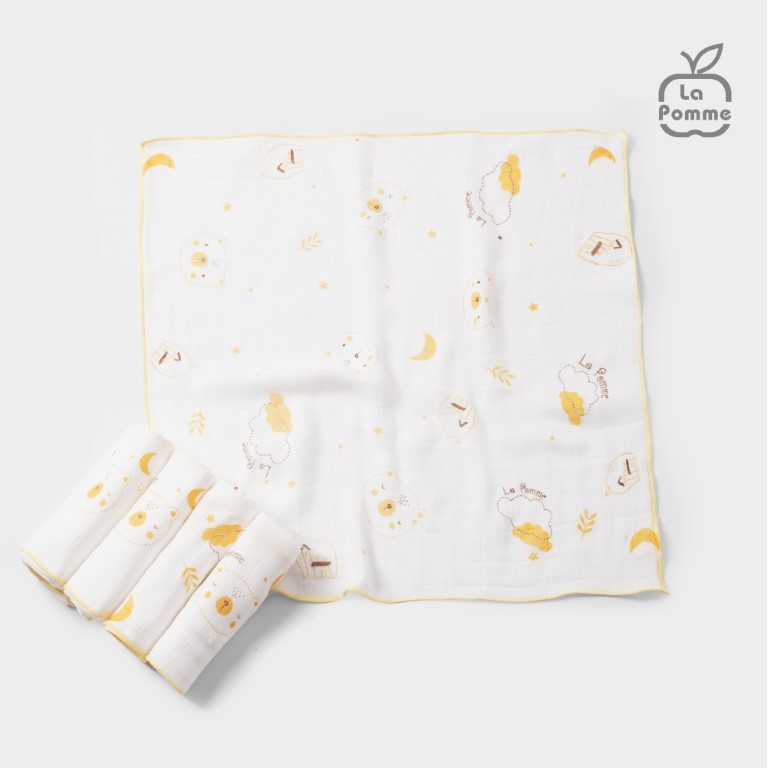 K001 Set of 5 La Pomme Silk Bamboo Fiber Milk Towels in Mixed Colors (30X30Cm) - Spring Sunshine