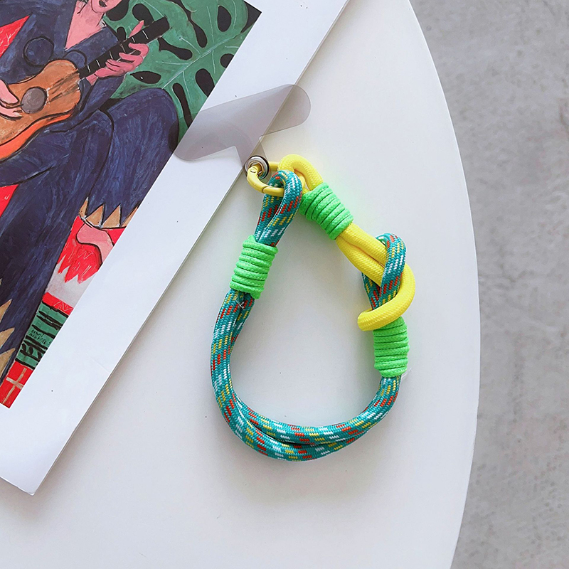 For IP 15 14 Pro Max Samsung Flip 4 Coloful Rope Chain Korean Mobile Phone Cute Knot Portable Anti-loss Hand Bracelet Chain.