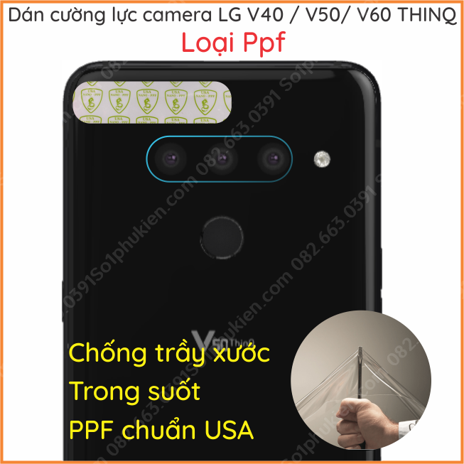 Combo dán cường lực camera lg v50/ v50s/ v40 / v60 loại nano, ppf