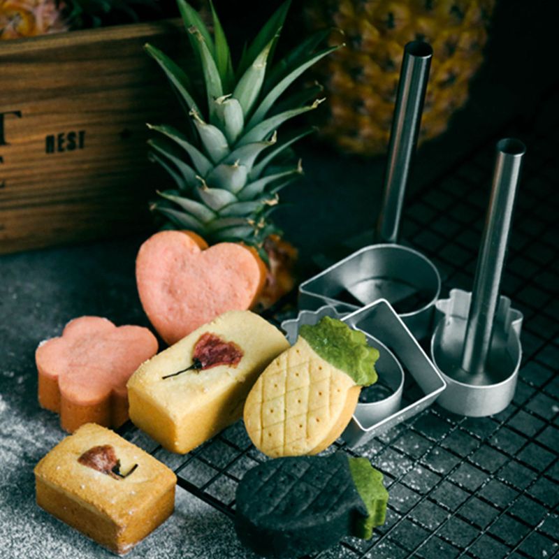 10 Chiếc Khuôn Bánh Quy Bánh Ngọt Hình Trái Tim Dứa Hình Vuông Hình Elip Hình Chữ Nhật Khuôn Cắt Bánh Quy Khuôn Dập