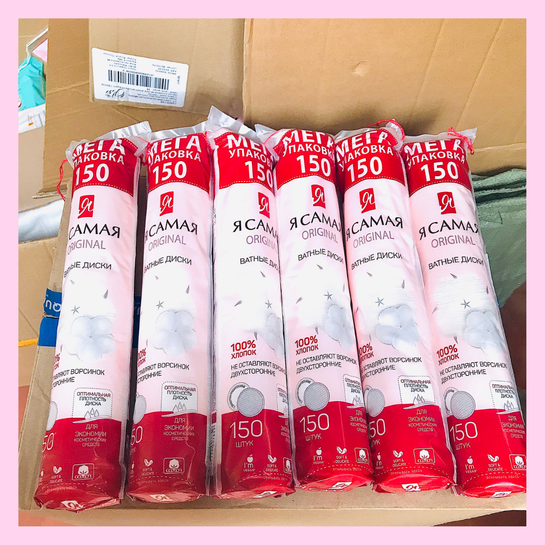 (Mẫu mới) Bông Tẩy Trang Nga 100% Cotton 150 miếng
