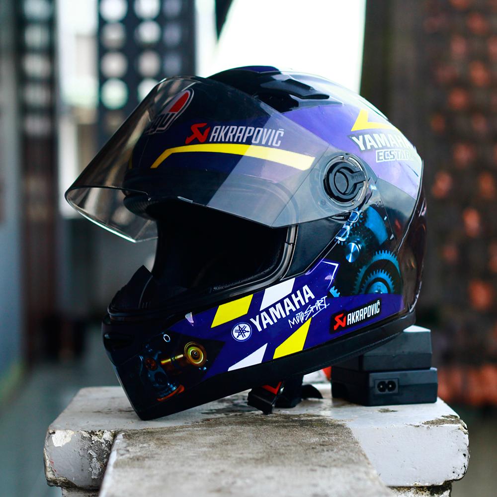 Bộ tem decal dán nón Fullface Agu Yamaha xanh