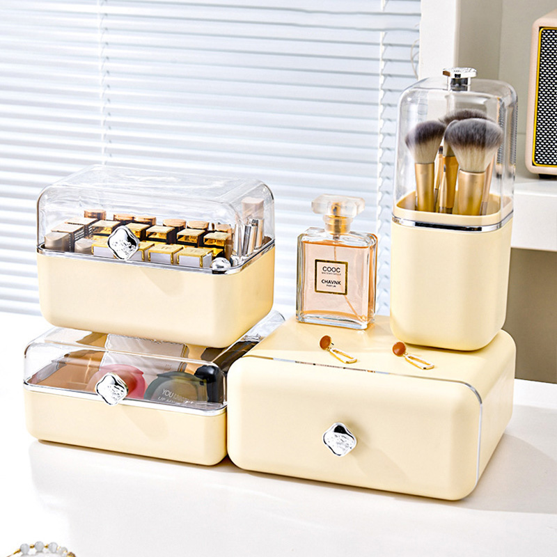 NFA Light luxury desktop cosmetics dustproof storage box Drawer type plastic storage jewelry box Student dormitory storage rack