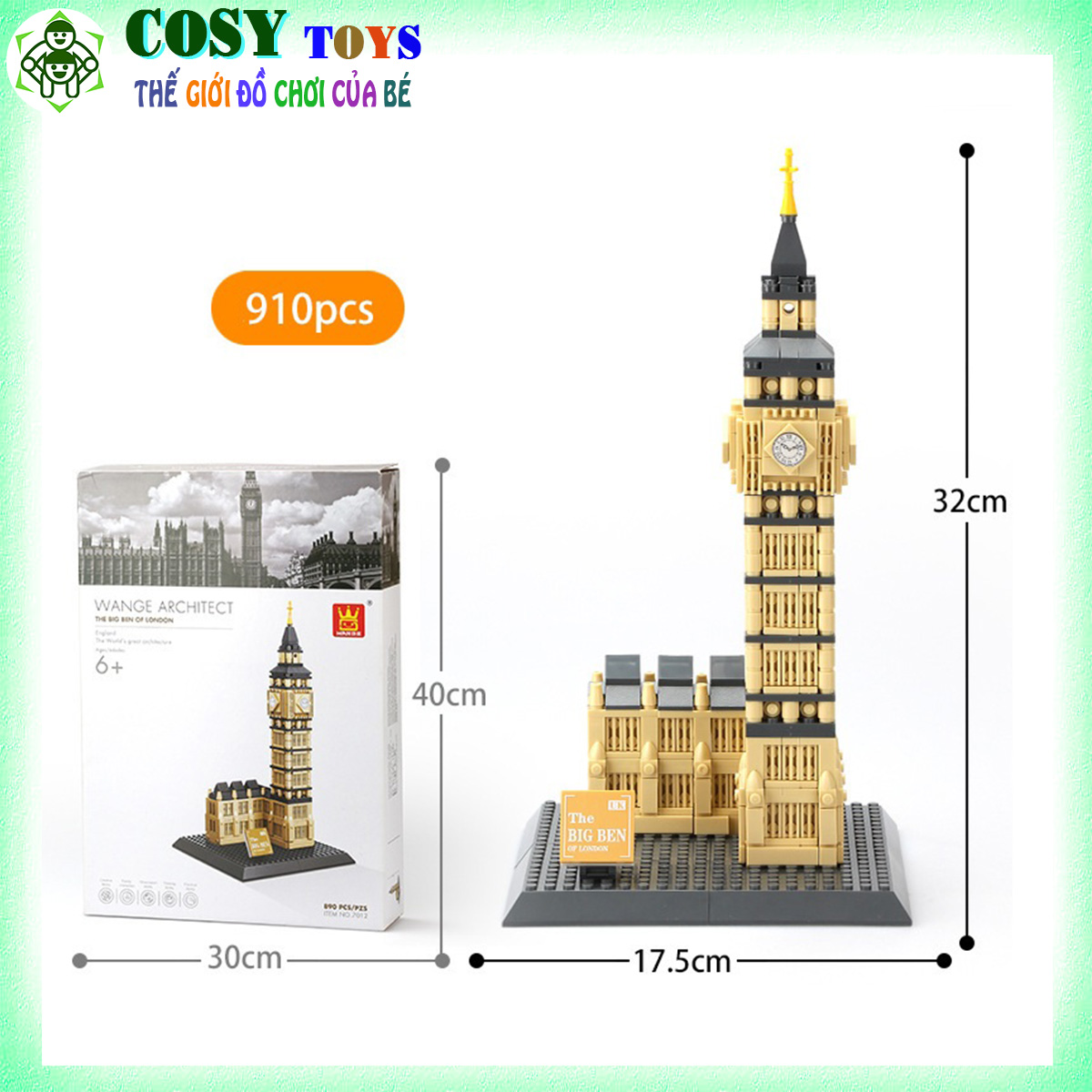 Đồ chơi xếp hình tháp đồng hồ Big Ben London với 911 chi tiết cho bé