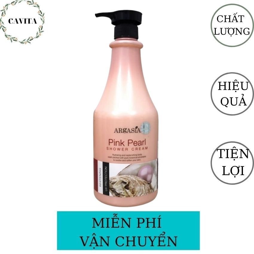 [FREESHIP] Sữa Tắm Trắng Da Argasia Ngọc Trai Malaysia CAVITA giúp bật tông da, mịn màng, trắng sáng, dưỡng ẩm - 1100ml (Màu Hồng)