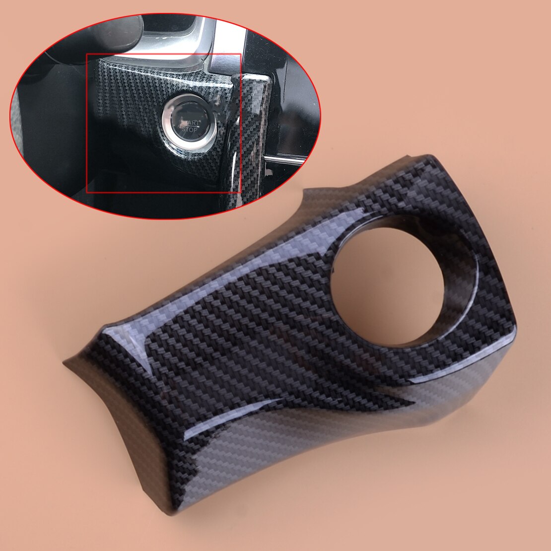 Carbon fiber style car start stop ignition button cover trim fit for honda civic hatchback 2016 2017 2018 2019 2020 2021