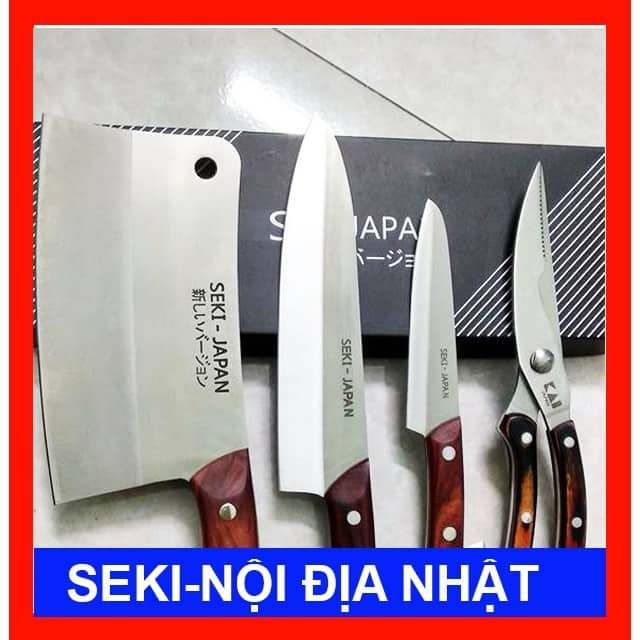 Bộ dao kéo 4 món SEKI đa năng cao cấp nội địa Nhật Bản gồm: dao chặt, gọt, thái, kéo cắt xương