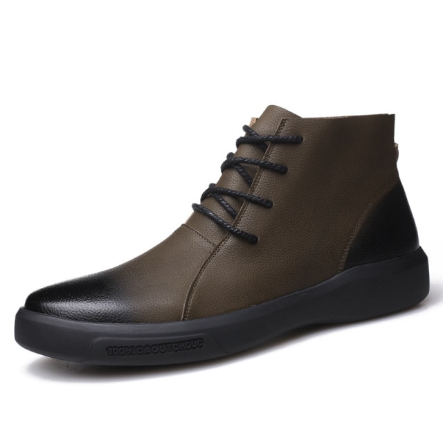 QFFAZ Chelsea Boots Men Winter Shoes Mens Leather Shoe Ankle Cowboy Waterproof Shose Man Motorcycle Casual Boot Men's Footwear