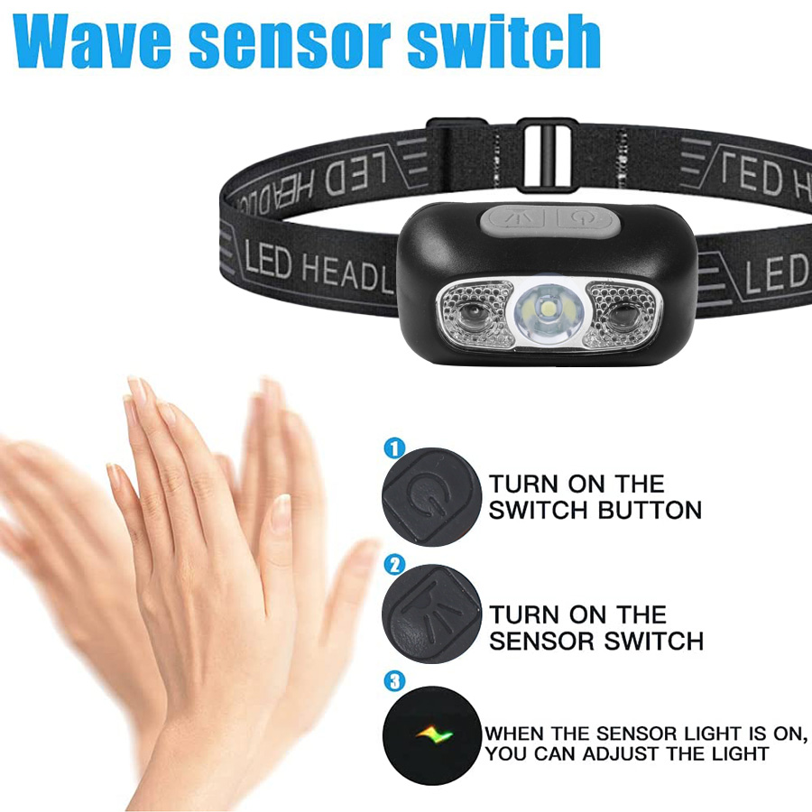Đèn Pha LED Sạc Được Mini Đèn Pha Cảm Biến Chuyển Động Cơ Thể Đèn Pin Cắm Trại Đèn Đội Đầu Đèn Pin Có USB
