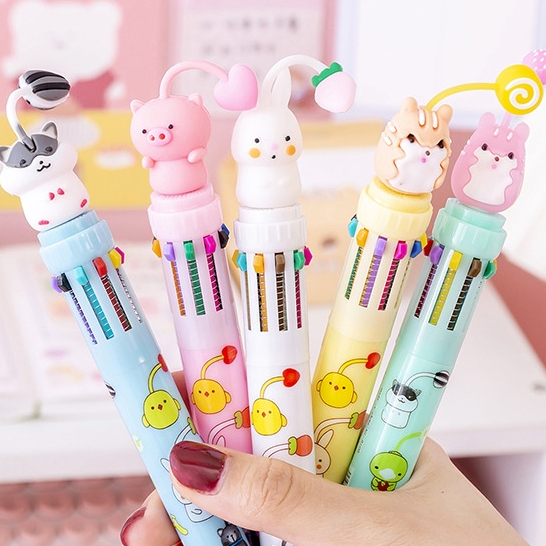 Bút bi nhiều màu dễ thương dùng làm quà tặng cho học sinh