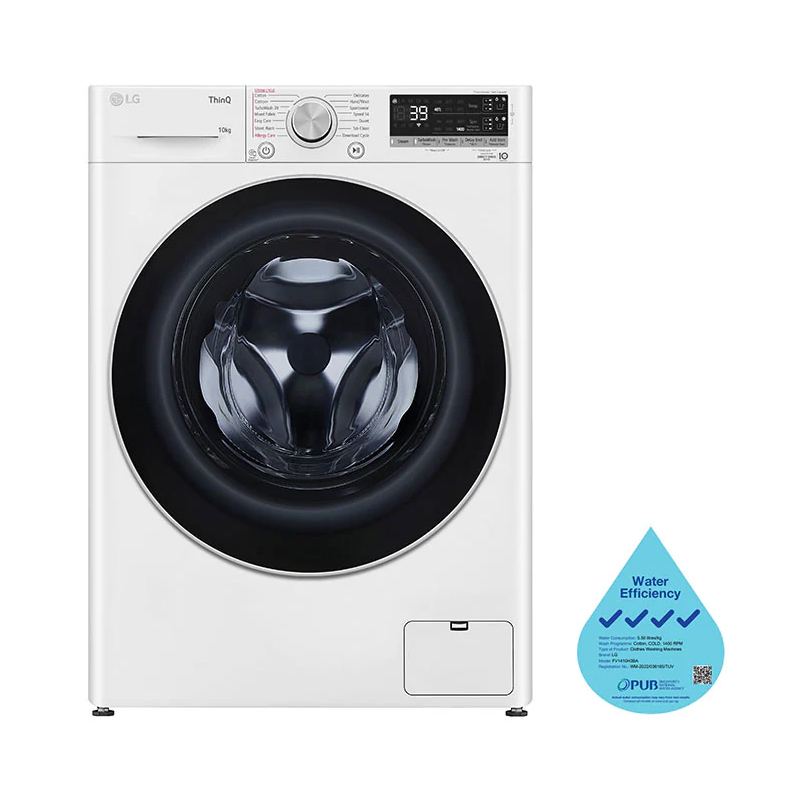 [BULKY] LG FV1410S3WA 10KG FRONT LOAD WASHER (WHITE) WATER EFFICIENCY LABEL 4 TICKS 2 YEARS