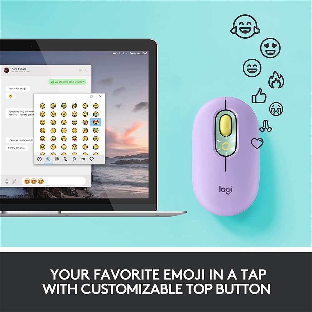 【100% Original】 Logitech POP Mouse, Wireless Mouse with Customizable Emojis