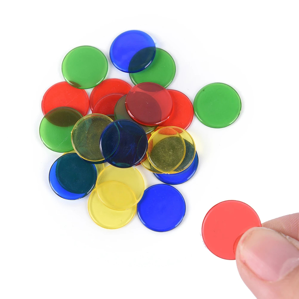 Children Round Chips Transparent Multicolor Disc for Bingo Game Plastic ...