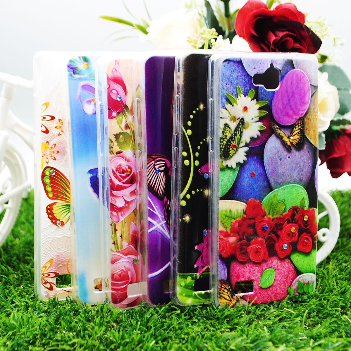 Huawei Honor 3C Back Cover Multicolour Flowers Diamond Case Honor 3C For Girls