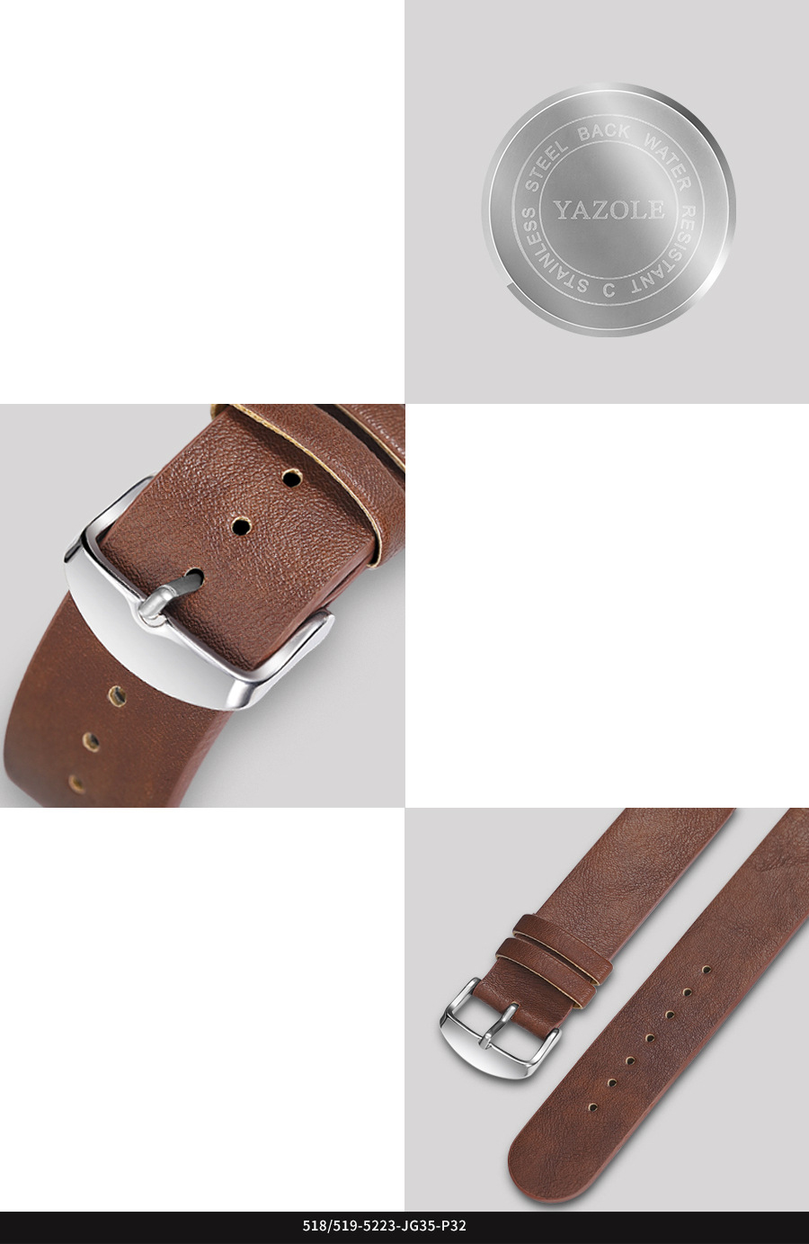 Đồng hồ nam dây da yazole 332 (Đen)