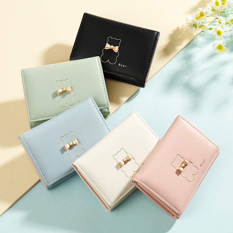 Ví Nữ Cầm Tay Mini Gấp Gọn Họa Tiết Gấu Nơ ( mã Y8354 )