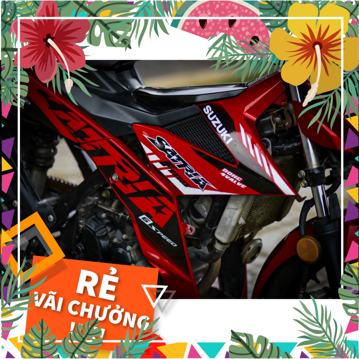 Tem rời dán xe raider fi mẫu 2020 đỏ đen trắng chữ satria f150