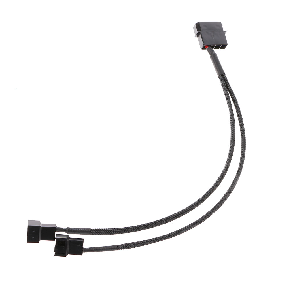27cm/10.63in fan power adapter cable 1 to 2 ways 4-pin molex male to 3-pin/4-pin pwm sleeved fan extension adapter cable