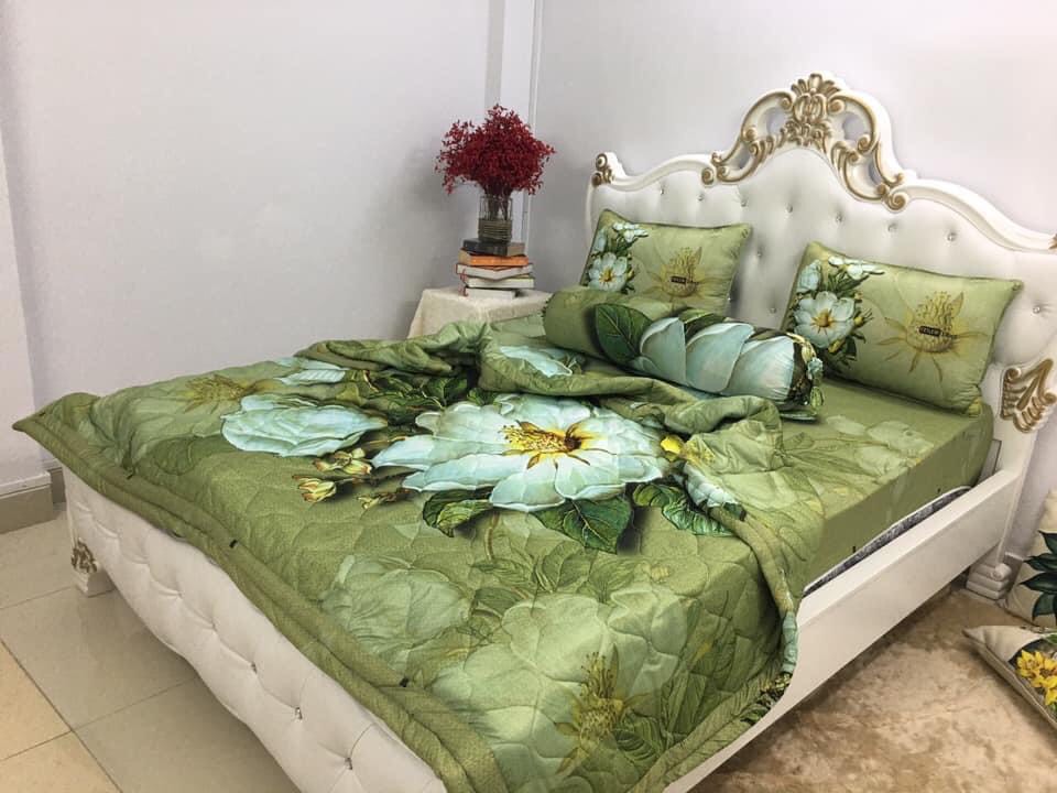 BỘ DRAP GA THUN Ý 5D CAO CẤP MẪU HOA MÁT LẠNH 4 MÓN