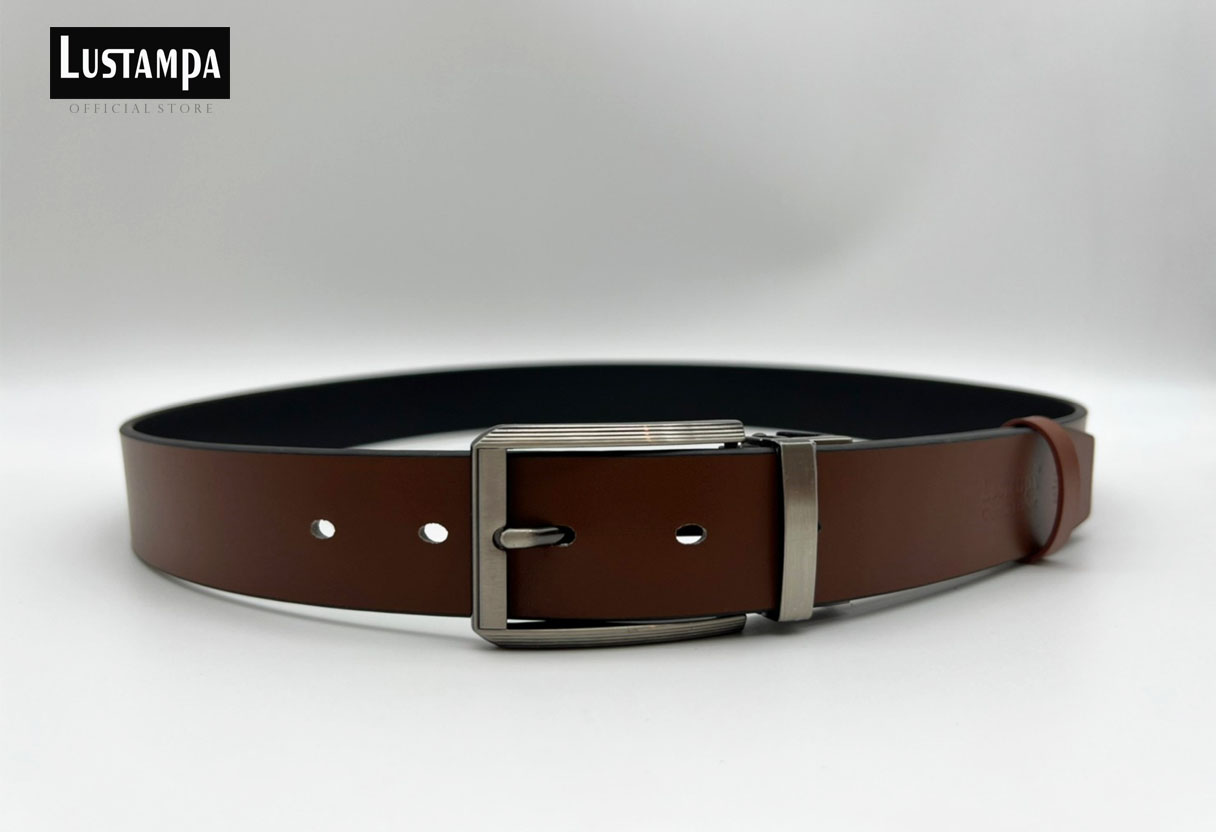 Lustampa Rod Belt เข็มขัดหนังแท้ 2 in 1 ใช้ได้ 2 ด้าน  สีดำ กว้าง 35 มม. สี สีดำ-น้ำตาล ขนาด เอว 34 สี สีดำ-น้ำตาลขนาด เอว 34