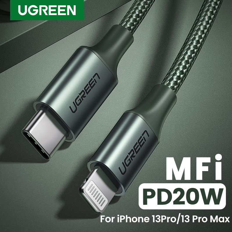 UGREEN 1m MFI Green USB C to Lightning Cable USB-C to iPhone 14 Plus/iPhone 14 Pro Max Lightning Cable 20W Fast PD Charge & Data Sync Tương thích cho iPhone 14 Plus/hone 14 Pro Max 13 Pro Max Model：80564