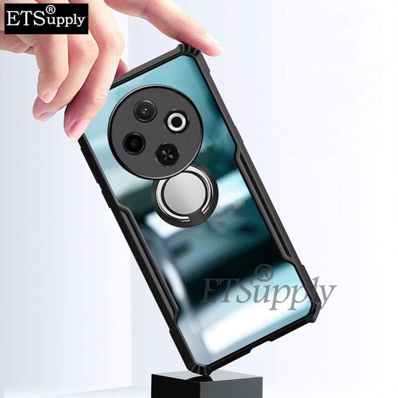 Phone case Tecno Spark 30C Hard Clear Transparent Shockproof Armor Car Adsorb Holder Ring Back Cover Tecno Spark 30C Case.
