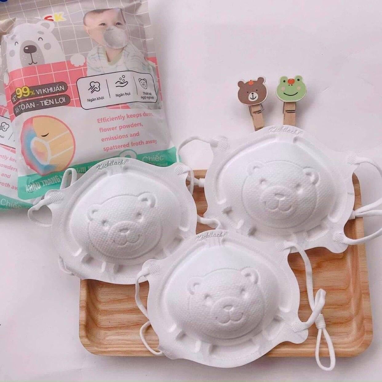 (Mẫu mới) Khẩu trang hình gấu Pigeon cho bé set 3 chiếc
