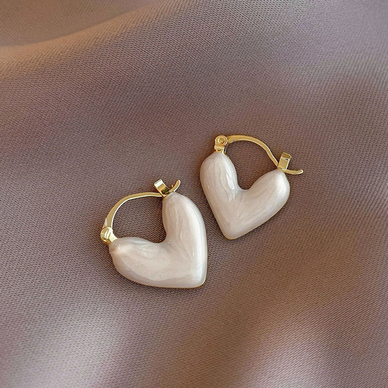 Love Ear Buckle Earrings for Women Light Luxury Metal Hoop Earrings Korean Style Fashion Jewellery