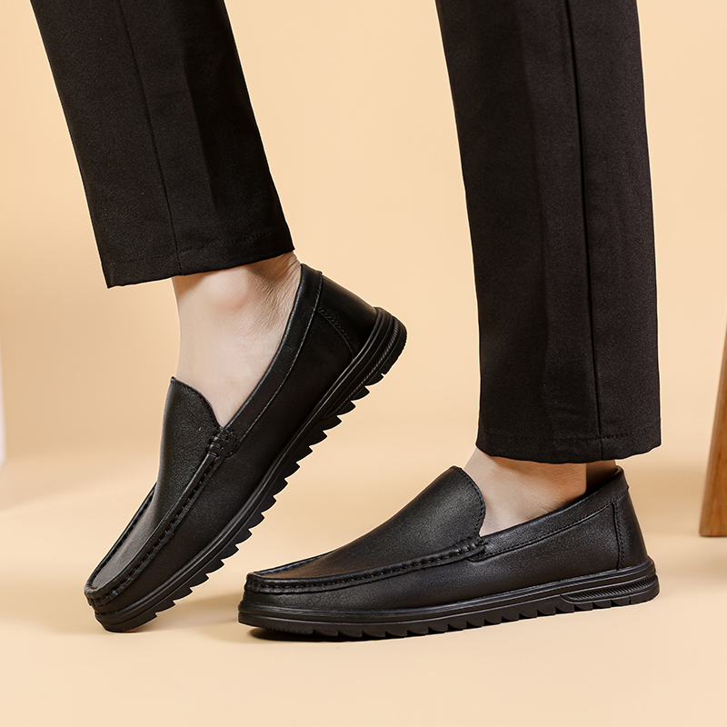 Giày Lười Da Nubuck Nam Clarks - Gorwin Step Black