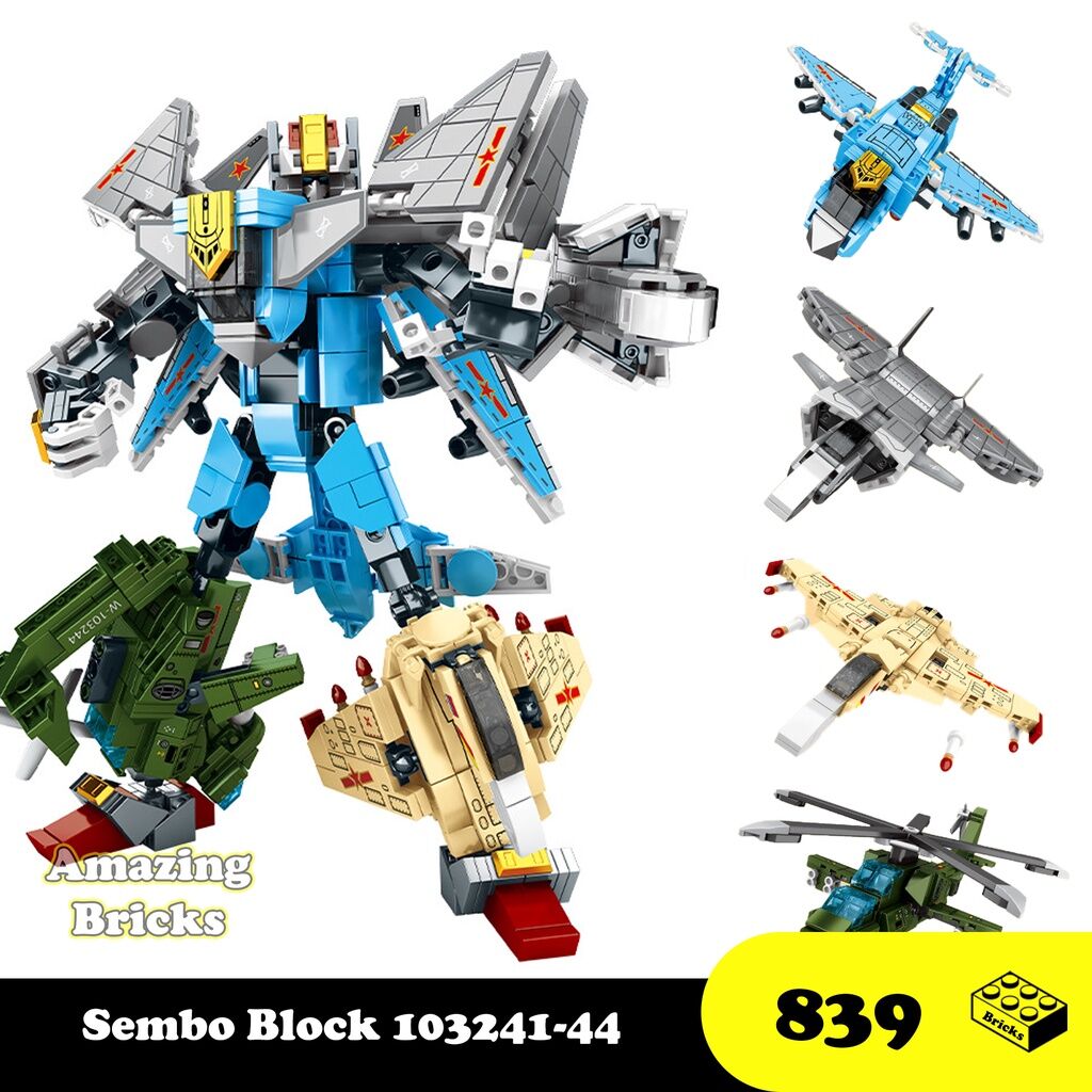 Đồ chơi Lắp ráp Robot Máy bay Bộ 4 hộp, Sembo Block 103241-44 thumbnail