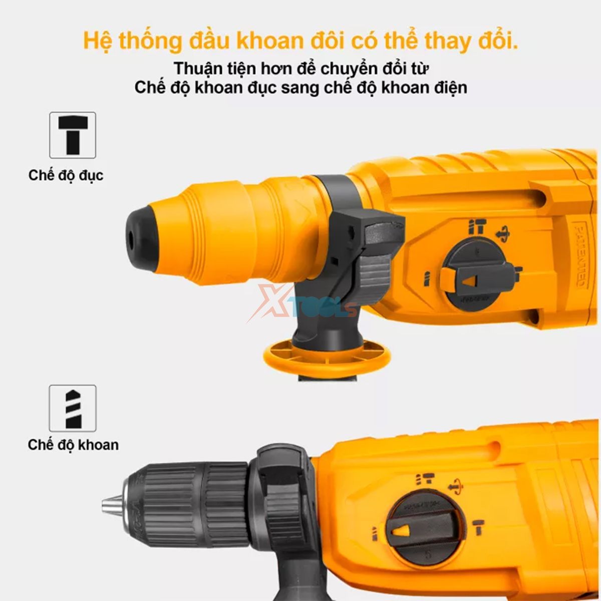 Hand drill 3 function ingco 650-900W electric 220V, machine drilling concrete, hammer drill, drill multi-function, enclosed head drill tuck SDS for native rgh9028-2-product genuine [xsafe] [XTools]
