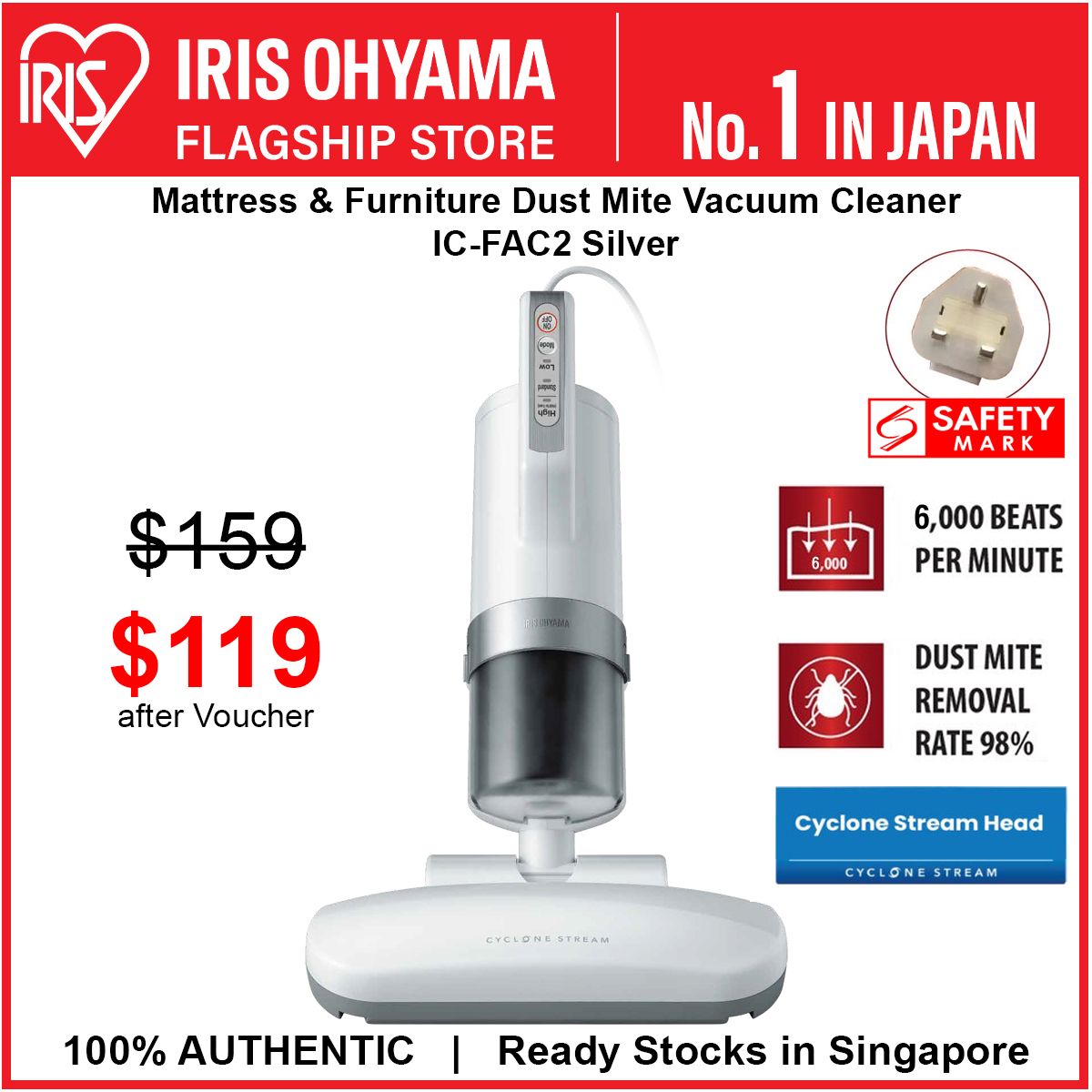NEW] IRIS Ohyama IC-FAC2 Dust Mite Mattress and Furniture Vacuum Cleaner |  Lazada Singapore