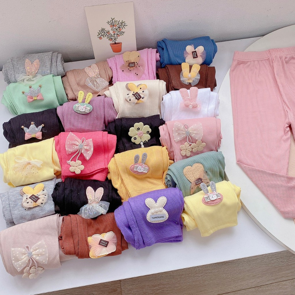 Com bo 4 quần legging tăm cho bé mềm mịn