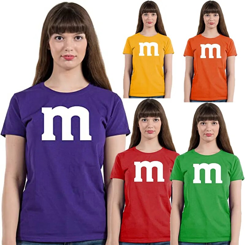 M Chocolate Candy Halloween Team Costume Funny Party Women's T-Shirt Graphic Tee Tops